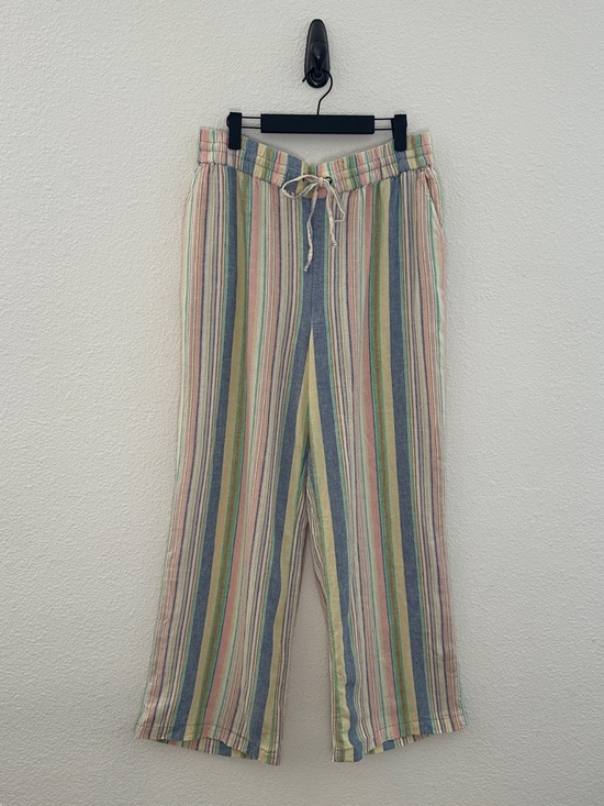 Natural d&co Pants - Naturals D&Co. Multi Color Striped Wide Leg Linen Blend Beach Pants Medium